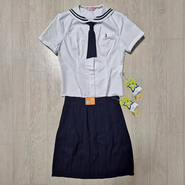 [BUNJANG] Muwon High School Summer Uniform Blouse & Skirt Set (Unused) / [신품] 무원고등학교 여자 교복 하복 블라우스 스커트 치마 세트