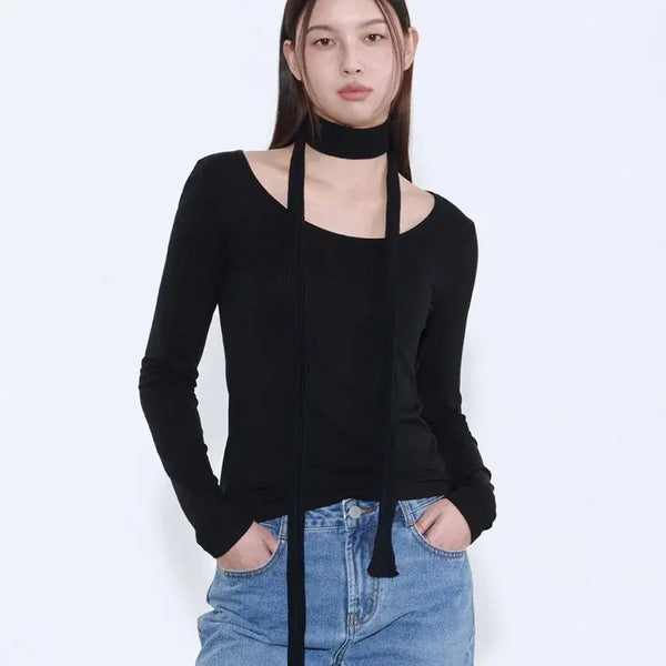 [BUNJANG] Musinsa Standard Women's Vertical Crochet Narrow Scarf Black / 무신사 스탠다드 우먼 버티컬 크로셰 내로우 스카프 블랙