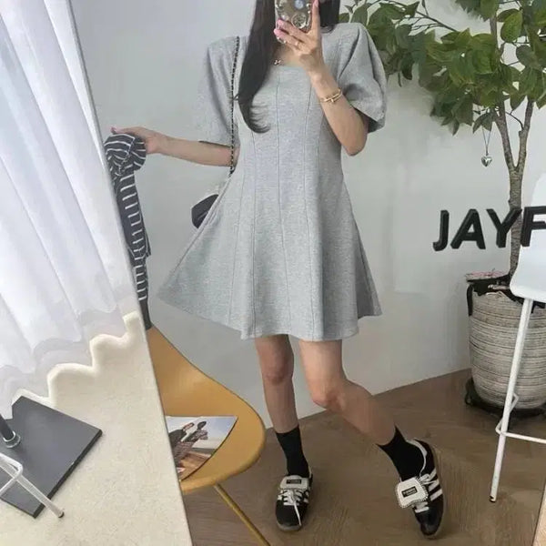 [BUNJANG] Puff Sleeve A-Line Dress / (새상품)퍼프소매 A라인 원피스