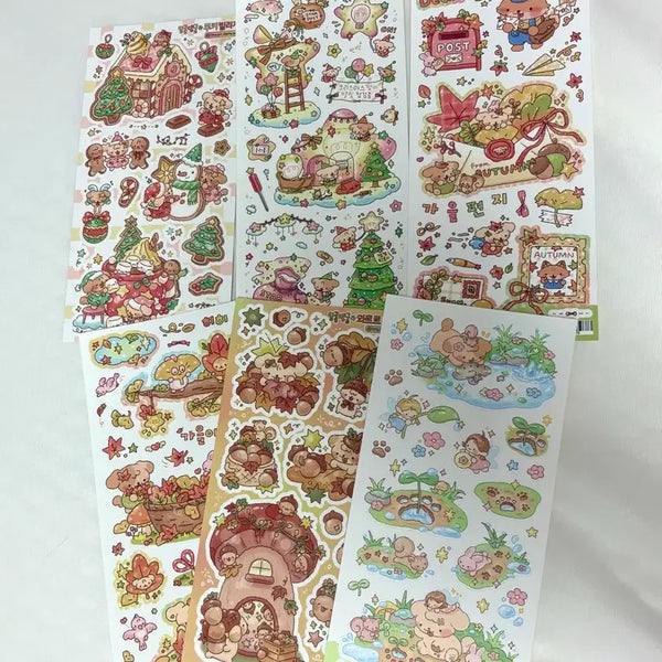 [BUNJANG] Dinggul Daenggul Seal Sticker Bundle Set / 딩굴댕굴 씰스티커 일괄 쪼람쥐 오메베어 다꾸