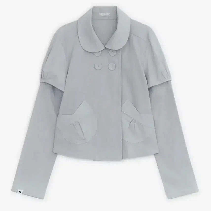 [BUNJANG] Hug Your Skin Detachable Round Jacket (Grayish Blue) / >>쿨거시네고<<허그유어스킨 디테쳐블 라운드 자켓 (그레이쉬 블루)