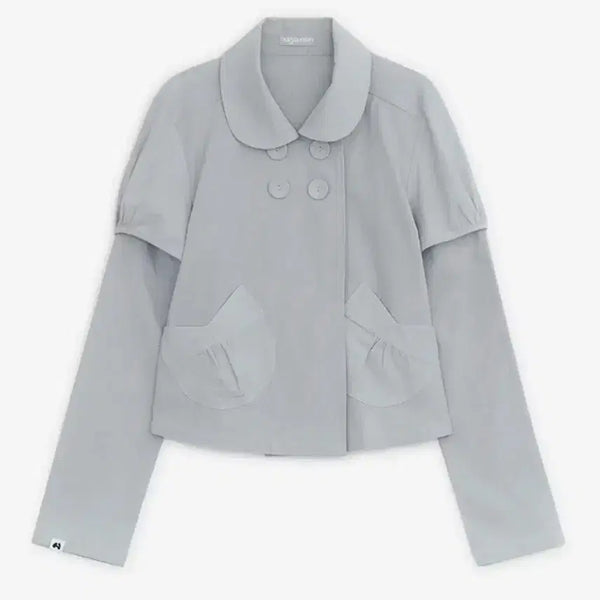 [BUNJANG] Hug Your Skin Detachable Round Jacket (Grayish Blue) / >>쿨거시네고<<허그유어스킨 디테쳐블 라운드 자켓 (그레이쉬 블루)
