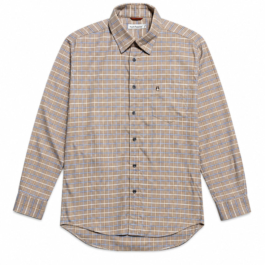 [BUNJANG] Hush Puppies Beige Check Shirt (Size M) / JPN 00s 일본 빈티지 y2k 시티보이 허시파피스 베이지 체크 셔츠