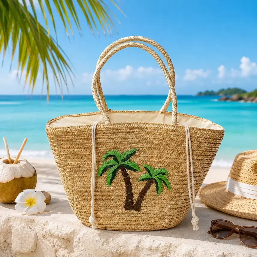 [BUNJANG] Water Hyacinth Palm Rattan Bag / 왕골 야자수 라탄백 바캉스