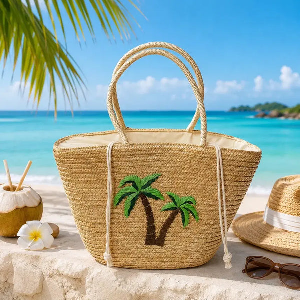 [BUNJANG] Water Hyacinth Palm Rattan Bag / 왕골 야자수 라탄백 바캉스