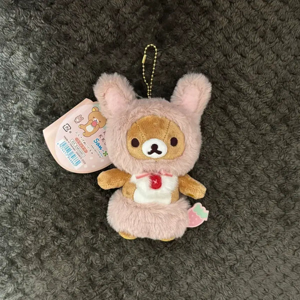 [BUNJANG] Rilakkuma Strawberry Day Rabbit Mascot Plush / 리락쿠마 딸기의 하루 토끼 리락쿠마 우사기 마스코트 인형