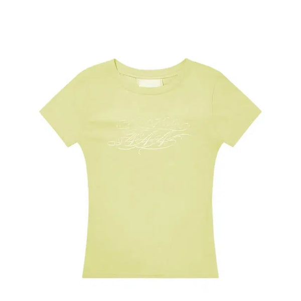[BUNJANG] Fancy Club Back Cross T-Shirt Lemon Yellow / 팬시클럽 백크로스 티 레몬색