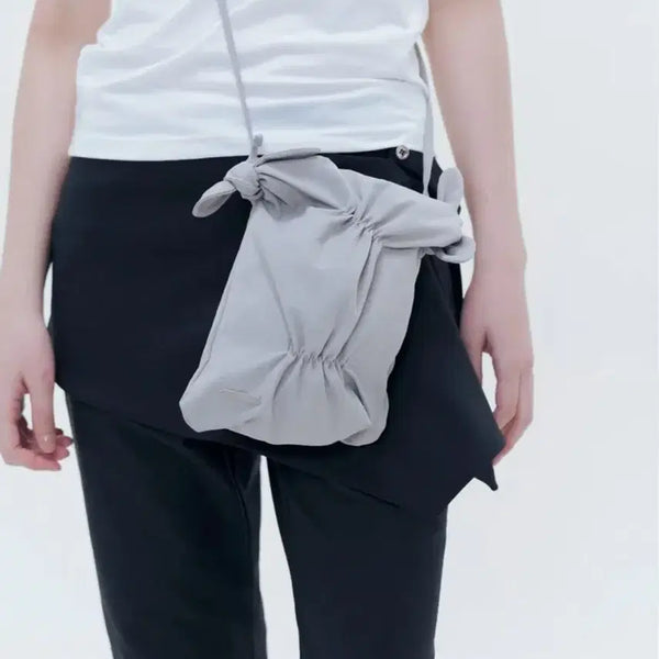 [BUNJANG] Miseki Seoul Shirring Mina Crossbody Bag - Grey / 미세키서울 셔링 미나 크로스백 그레이