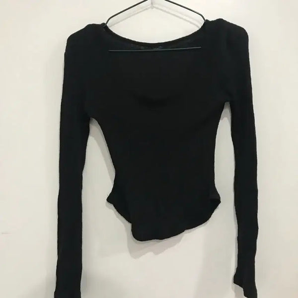 [BUNJANG] Black Knit Long Sleeve Top / 검정색 니트 긴팔 상의