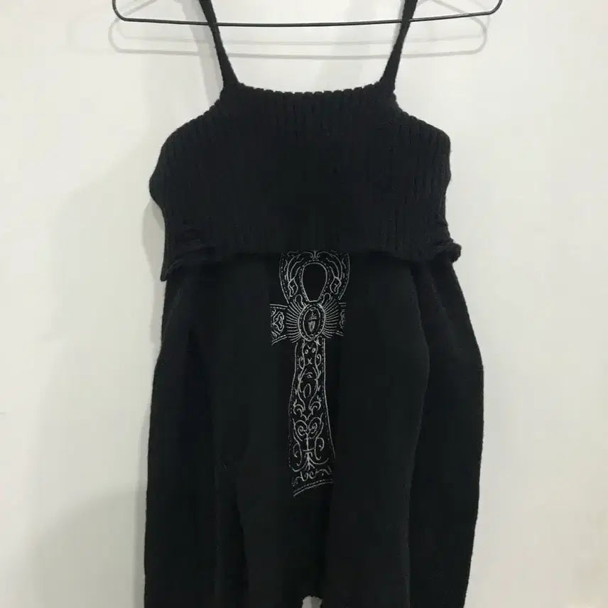 [BUNJANG] Short Sleeve Knit Sweater Black / 반팔 니트 스웨터 블랙