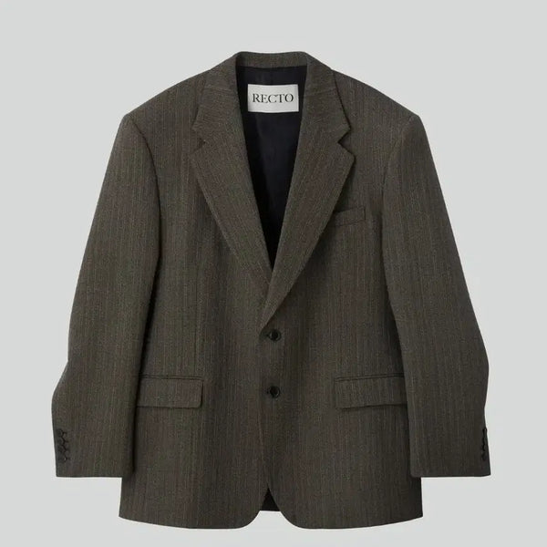 [BUNJANG] Recto Broken Herringbone Wool Suit Blazer Jacket / 렉토 브로큰 헤링본 수트 블레이저 자켓