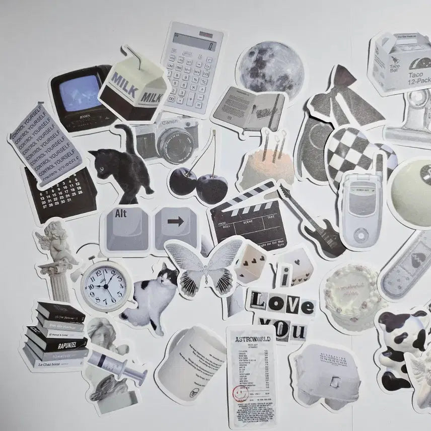 [BUNJANG] Monotone Fragment Sticker Collection / 모노톤 조각스티커 모음