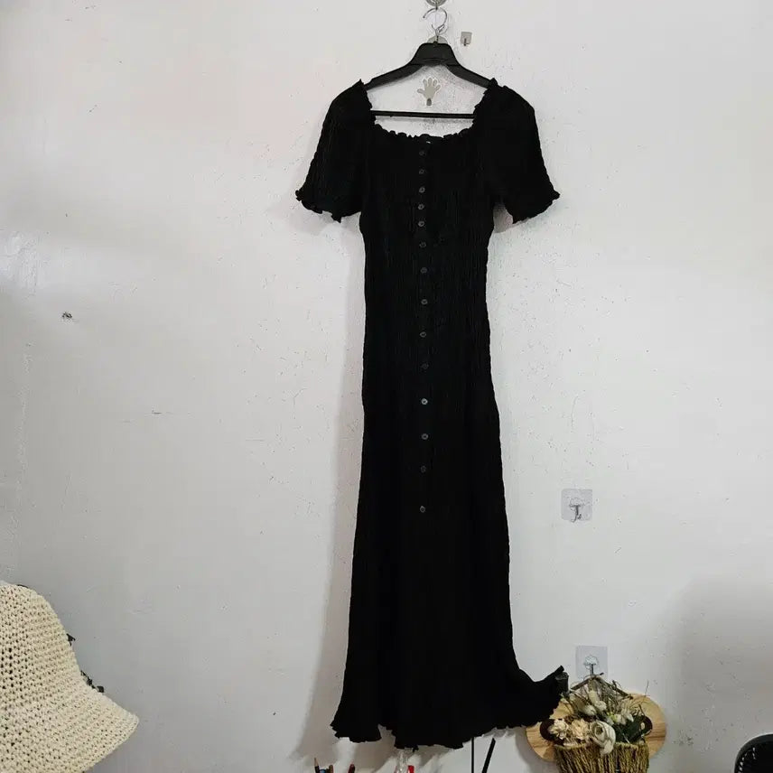 [BUNJANG] Black Button Smoking Dress / 블랙 버튼 스모킹 원피스55