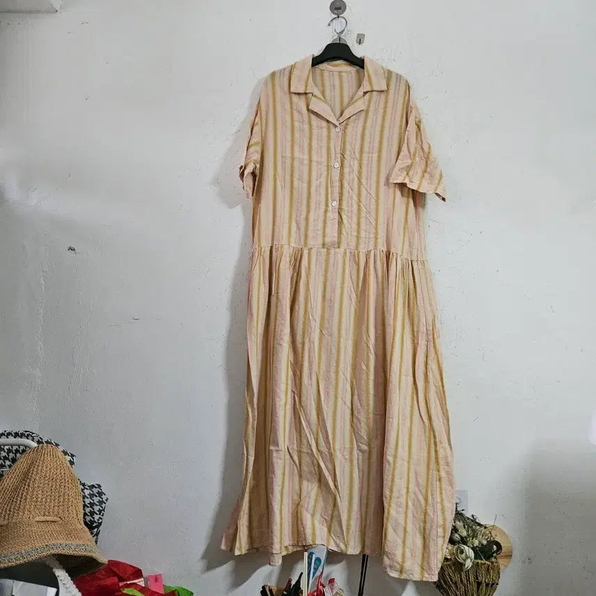 [BUNJANG] Stripe Shirt Dress / 스트라이프 셔츠 원피스
