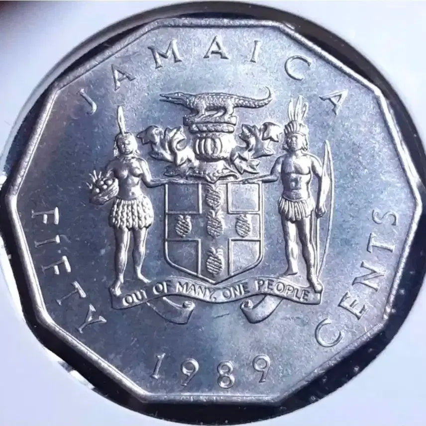 [BUNJANG] Jamaica 1989 50 Cents Large Uncirculated Coin / 자메이카 미사용 1989년 50센트 대형주화.외국주화 주화 화폐 동전