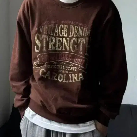 [BUNJANG] Semi-Crop Sweatshirt Mocha / 세미 크롭 맨투맨 모카
