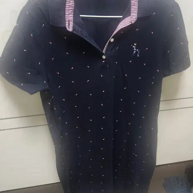 [BUNJANG] Tommy Hilfiger Women's Short Sleeve Polo Shirt Navy Horse Embroidery / 타미힐피거 여성 반팔 카라티 네이비 말 자수