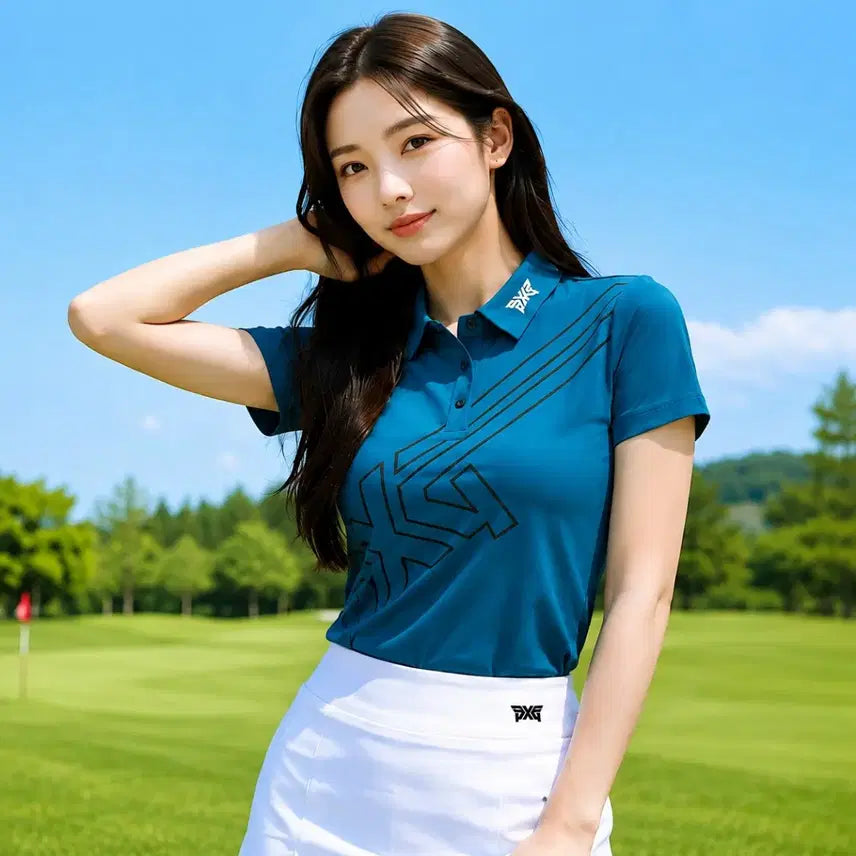 [BUNJANG] PXG Golf Women's Big Logo Performance Short Sleeve Polo Shirt / PXG 골프 여성 빅 로고 기능성 카라 반팔 티셔츠 M
