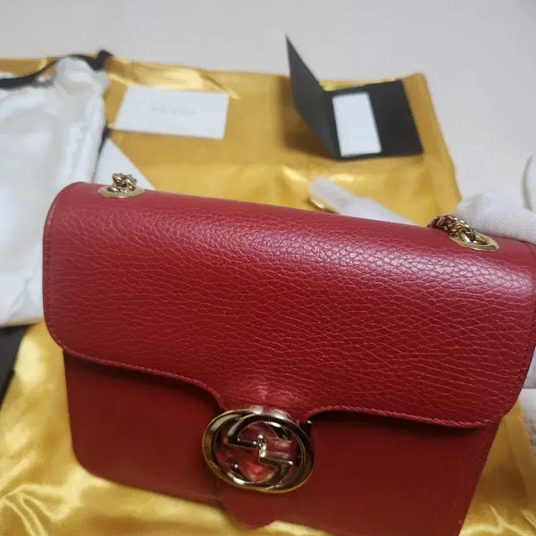 [BUNJANG] Gucci Interlocking GG Matelasse Shoulder Bag Red / 구찌 인터로킹 GG 마틀라세 숄더백 레드