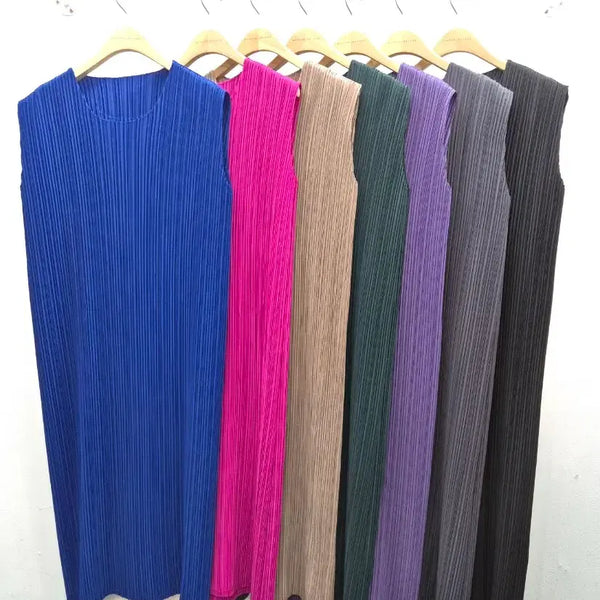 [BUNJANG] Pleated Sleeveless Cool Long Dress / 플리츠 민소매 쿨 나시 롱 원피스