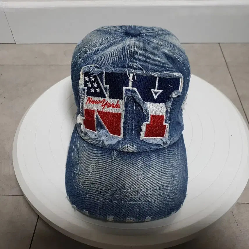 [BUNJANG] Vintage Distressed Denim Cap (48-52cm) / 빈티지 데미지 가공 데님 캡 48-52cm