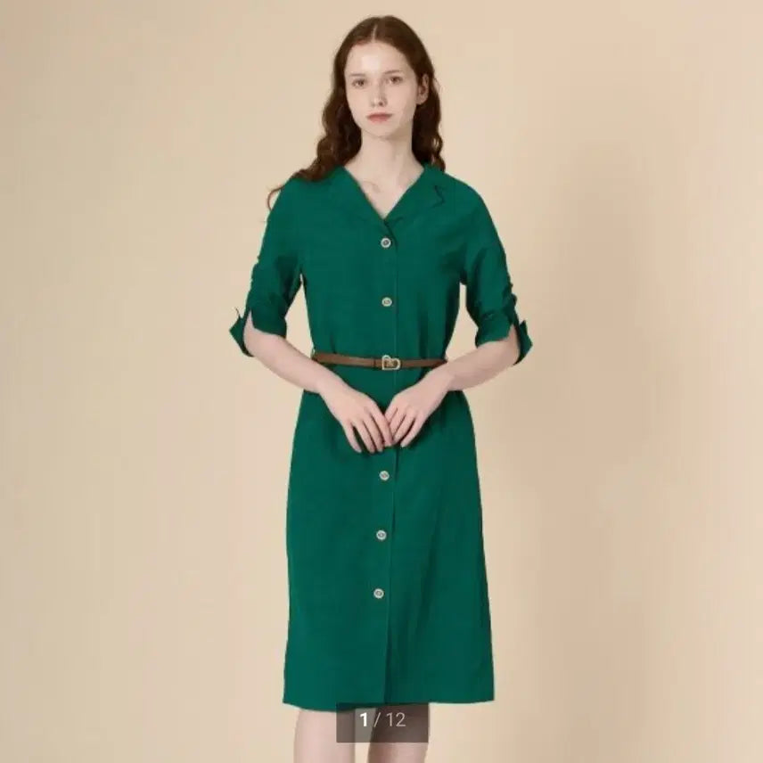 [BUNJANG] BCBG Linen Shirt Dress with Belt / BCBG 린넨 셔츠 벨트 원피스예요