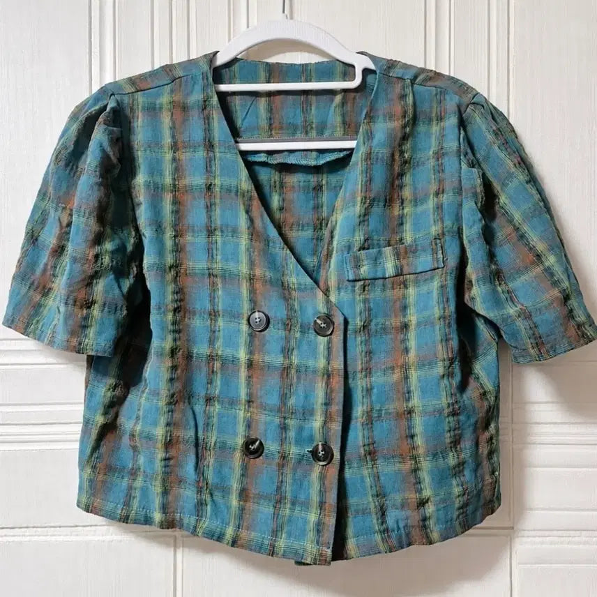 [BUNJANG] Seersucker Ggijimi Check Crop Jacket / 시어서커 지지미 여름 크롭 자켓