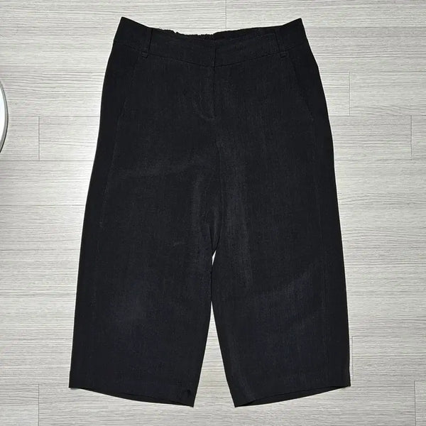 [BUNJANG] Women's Summer Wide Leg Banding Slacks - Deep Charcoal / 여성용 여름 밴딩 와이드 슬랙스 딥차콜