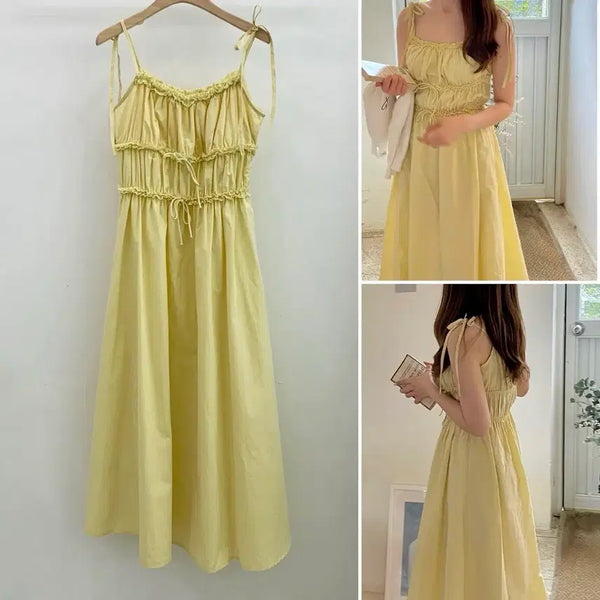 [BUNJANG] Yellow Spaghetti Strap Dress / 옐로우 끈나시 원피스