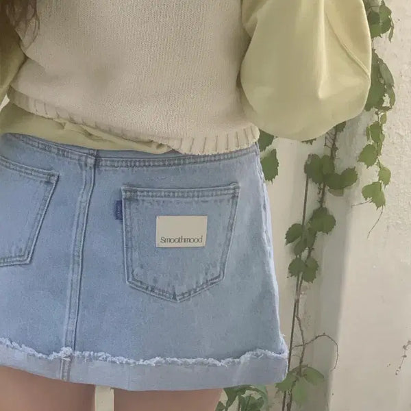 [BUNJANG] Smooth Mood Denim Mini Skirt (Size S) / 스무스무드 데님 스커트 청치마  (s)