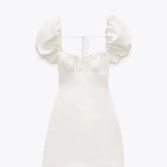 [BUNJANG] Zara White Puff Sleeve Square Neck Dress / 자라 화이트 퍼프 소매 원피스