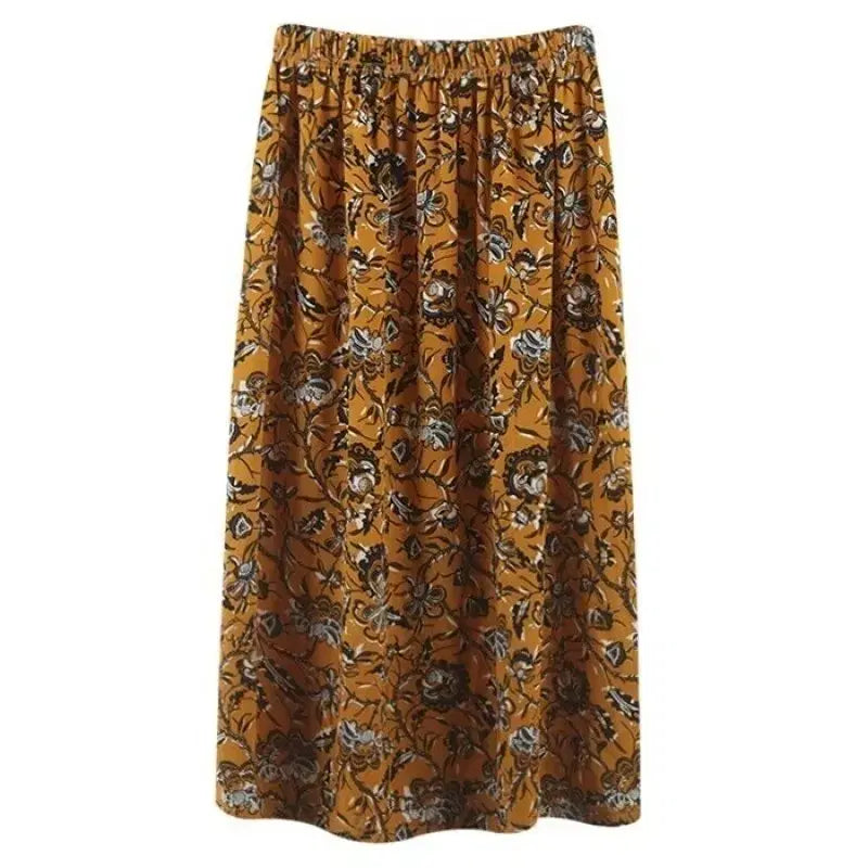 [BUNJANG] Patterned Banding Skirt - Yellow / 패턴 밴딩 스커트/옐로우