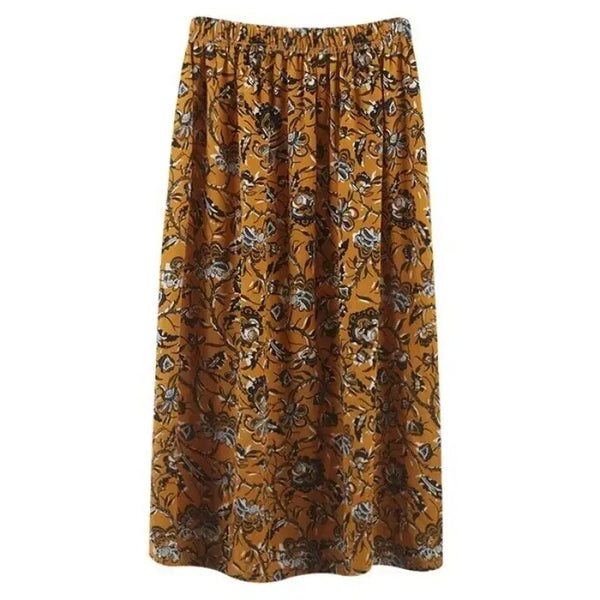 [BUNJANG] Patterned Banding Skirt - Yellow / 패턴 밴딩 스커트/옐로우