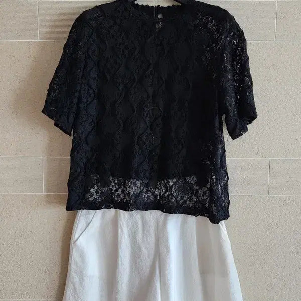 [BUNJANG] Lace Blouse and Linen Pants Set / 레이스 블라우스 상하세트 66