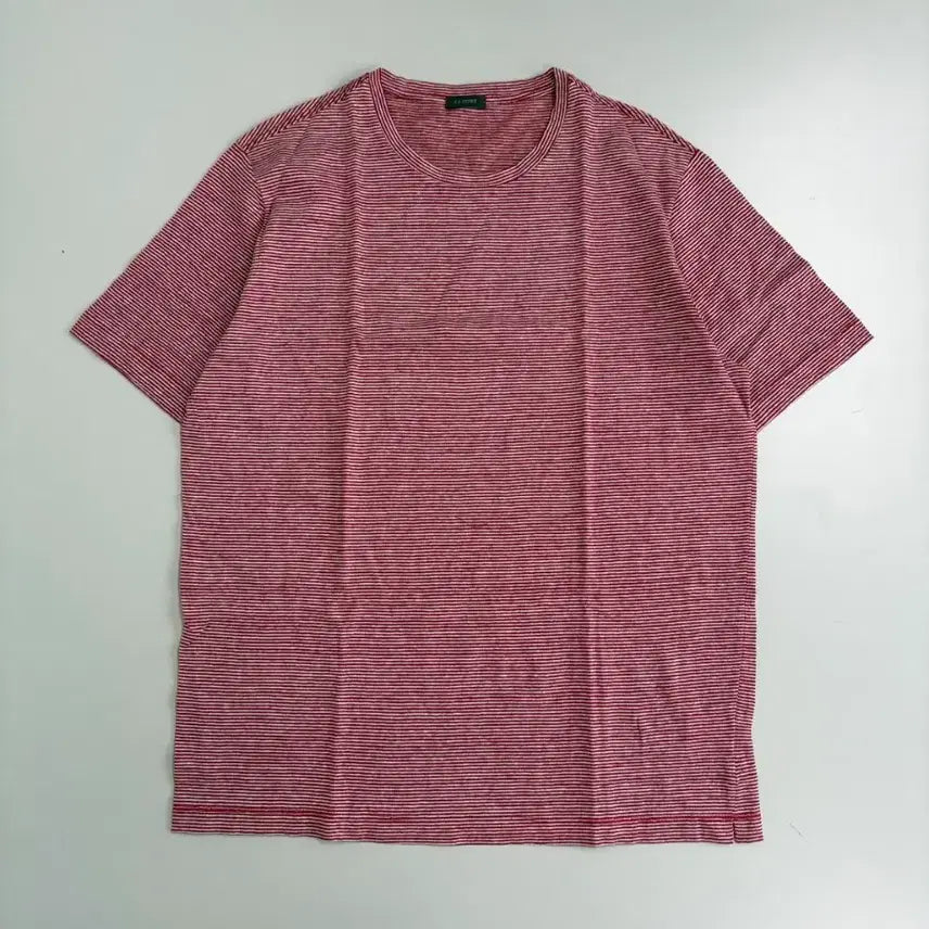 [BUNJANG] Zanone Red Stripe Short Sleeve T-Shirt / [정품] 자노네 레드 스트라이프 반팔 티셔츠