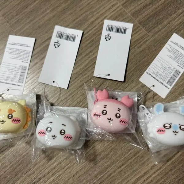 [BUNJANG] Chiikawa Momo & Shisa & Kani Mini Silicone Pouch Bundle Set / 먼작귀 치이카와 모몽가 시사 카니 미니 얼굴 실리콘 파우치 일괄