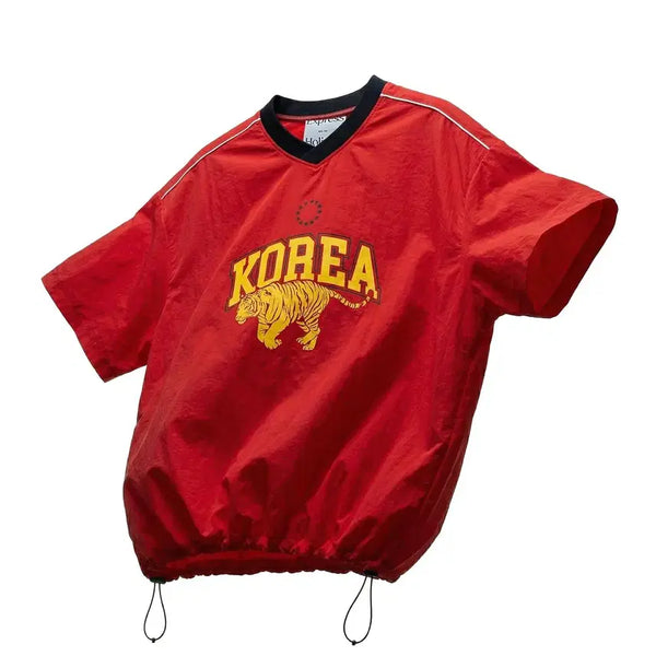 [BUNJANG] Express Holiday Authentic Nylon Half T-Shirt (Red) / 익스프레스홀리데이 어센틱 나일론 하프 티셔츠_대한민국(레드)