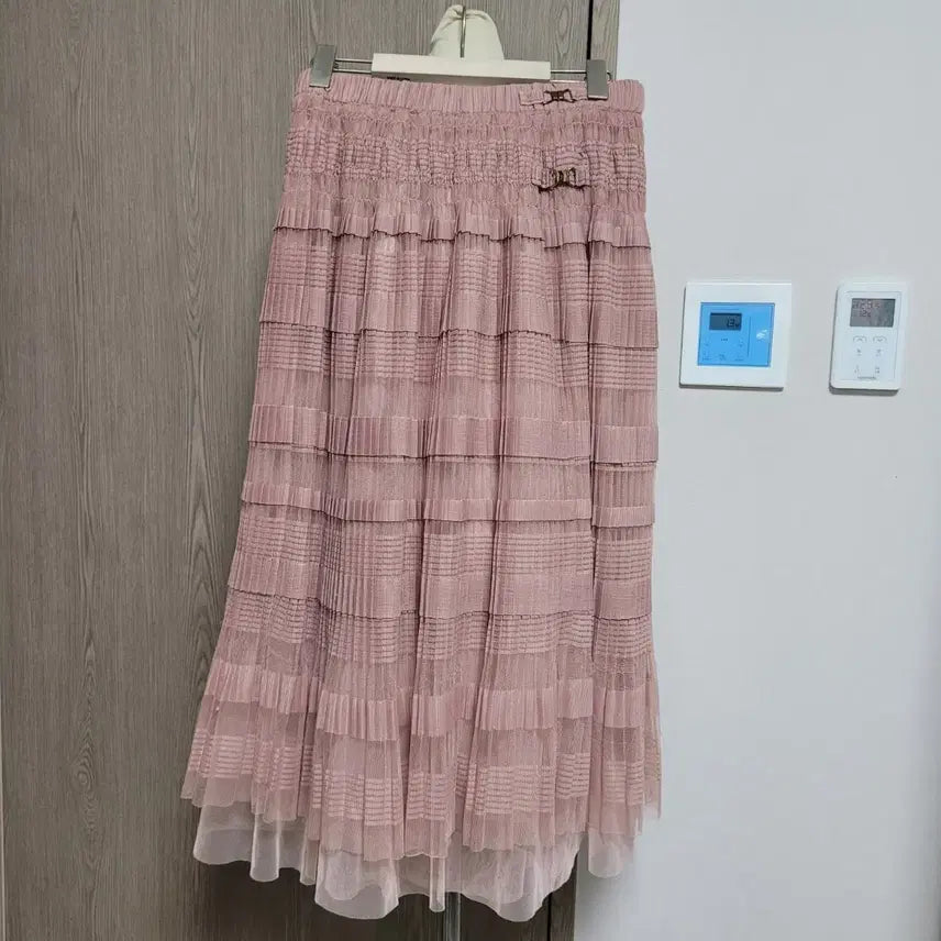 [BUNJANG] Ozseceen Lace Flare Long Skirt Pink / 한섬 오즈세컨 러블리 레이스 플레어 롱 스커트  밴딩