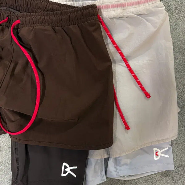 [BUNJANG] District Vision Running Tights (Brown, Grey) / 디스트릭트 비전 (District Vision) 러닝 쇼츠 2개