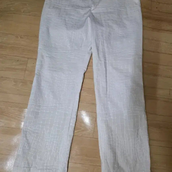[BUNJANG] Hiroko Koshino Crocodile Pattern Wide Pants Beige / 히로코 코시노일본 유명디자이너 77 악어 패턴 와이드팬츠 베이지.허리40