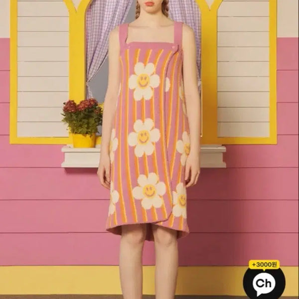 [BUNJANG] Wiggle Wiggle Smile Flower Bathrobe / 위글위글 샤워가운