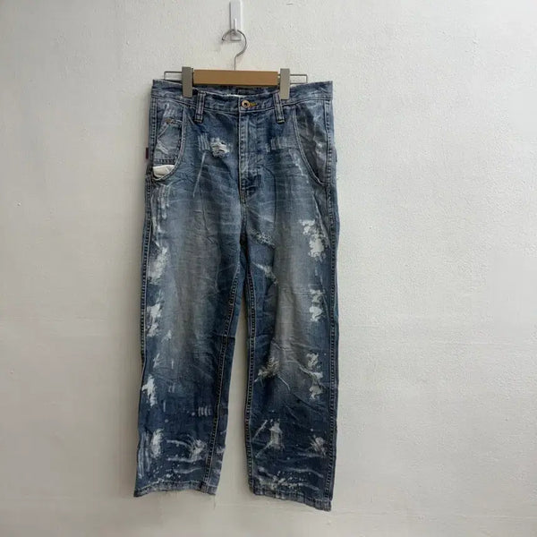 [BUNJANG] Cube Sugar JPN Washed Damage Denim Pants (S) / 큐브슈가(CUBE SUGAR) JPN 청바지 워싱 데미지 데님팬츠 (S)