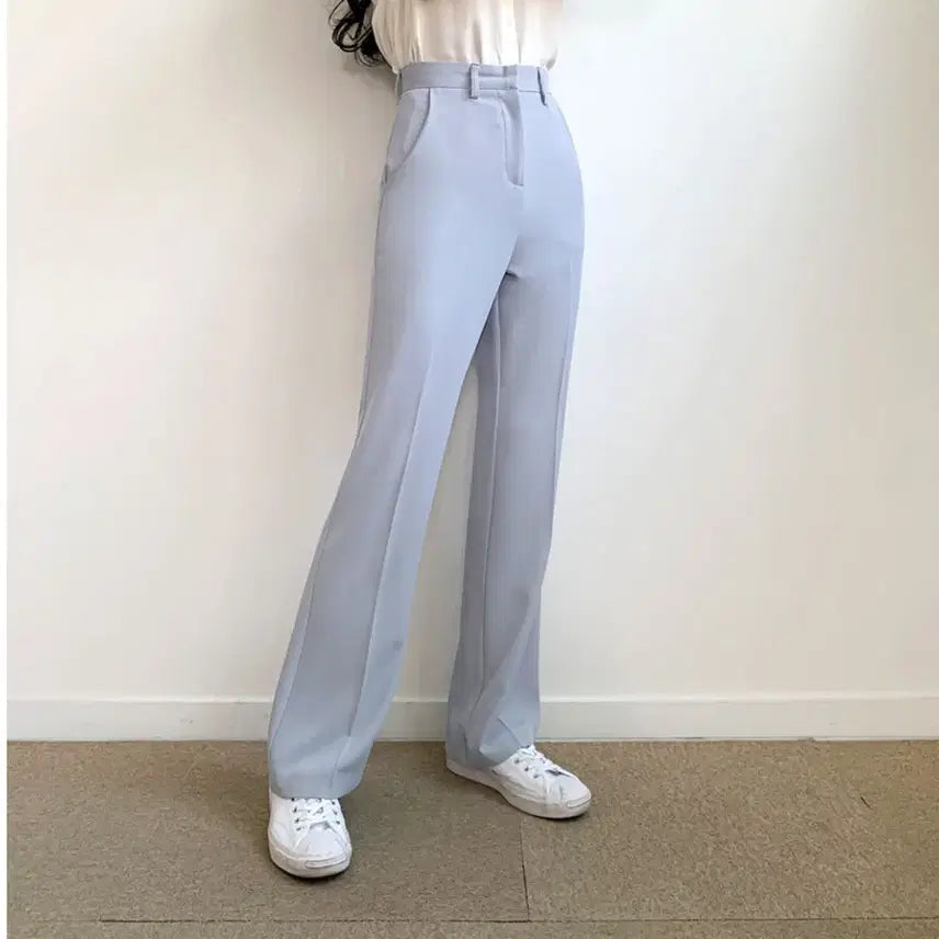 [BUNJANG] Semi Bootcut Slacks - Blue (Size S) / 세미부츠컷 슬랙스 블루s