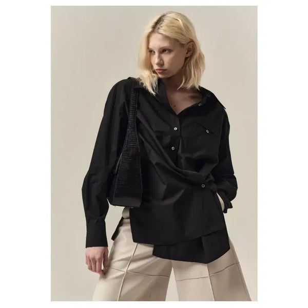 [BUNJANG] TOV D. Liew Two-Way Wrap Cotton Shirt - Black / 토브드 리우 투웨이 랩 코튼 셔츠 - 블랙