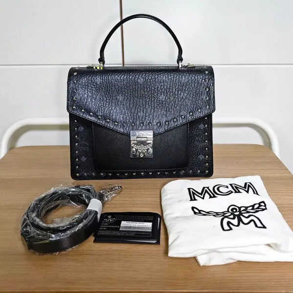 [BUNJANG] MCM Tracy Visetos Satchel Bag Medium / MCM 트레이시 비세토스 사첼백 미디움(풀셋/상태최상)