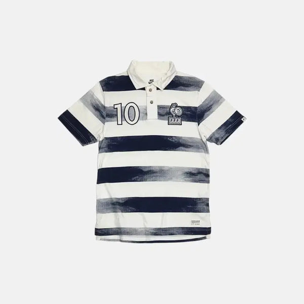 [BUNJANG] Nike France National Team Striped Short Sleeve Polo Shirt / 나이키 프랑스 국대 스트라이프 반팔 카라티 피케셔츠 폴로티
