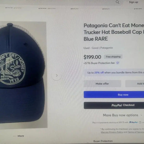 [BUNJANG] Patagonia You Can't Eat Money Trucker Mesh Cap Navy / 파타고니아 you can't eat money cap(free)