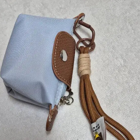 [BUNJANG] Sky Blue Leather Detail Tassel Keyring Bag / 키링 가방