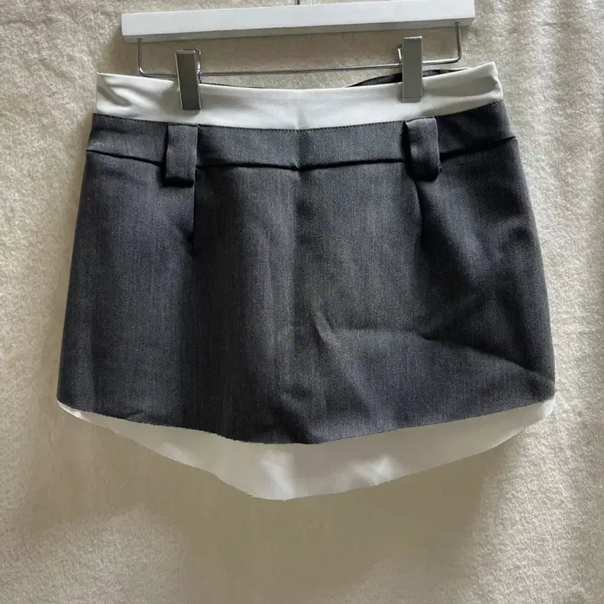 [BUNJANG] Colorblock Pleated Mini Skirt - Gray / 하이틴 배색 그레이 플리츠 미니스커트