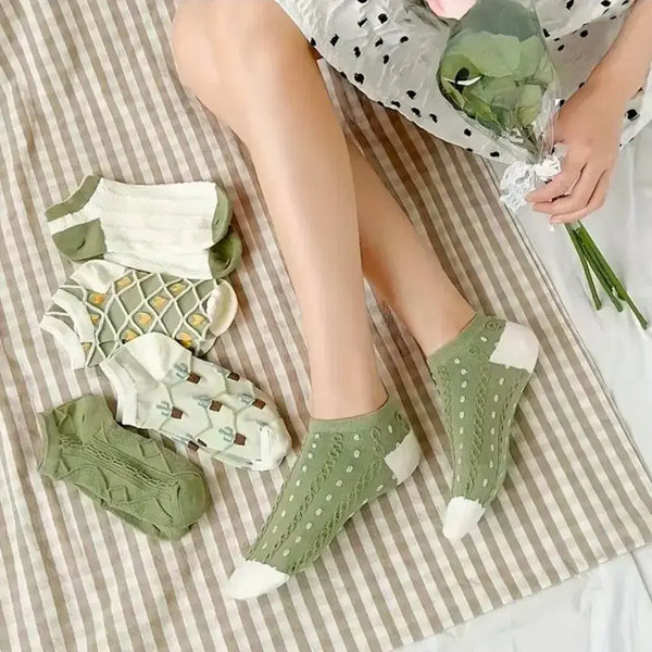 [BUNJANG] Women's Ankle Socks 5-Pair Set / 여성 양말 5켤레 세트 """